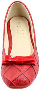 G antini Lady Bowknot Decor Square Toe Argyle Flat Pumps Red (Size US 9)