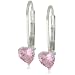 Disney Princess Sterling Silver Pink Heart Cubic Zirconia Lever Back Earrings