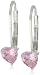 Disney Princess Sterling Silver Pink Heart Cubic Zirconia Lever Back Earrings