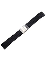 TOOGOO(R) Black Silicone Rubber Watch Strap Band Deployment Buckle Waterproof 20mm