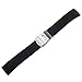 Black Silicone Rubber Watch Strap Band Deployment Buckle Waterproof 24mm