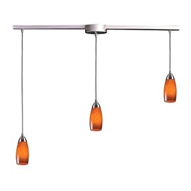 Milan - 3 Light Kitchen Island Pendant Track Lighting Fixture - Brushed Nickel - Amber... by Elk