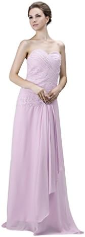 ZAHY Women's Chiffon Sweetheart Beading Layer Bridesmaid Prom Party Dress Blush 6
