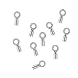 Sterling Silver Cord Ends / Crimp Beads With Loop 1.7mm x 2mm (10)