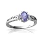 14K White Gold Oval Genuine Tanzanite Filligree Ring Size 9