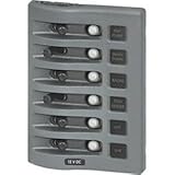 Blue Sea 4376 WeatherDeck Water Resistant Circuit Breaker Panel - 6 Position - Grey