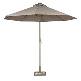 Reviews Sunergy 50140731 9 Solar Powered Patio Umbrella W 16 Led Lights Taupe Price Avbfndn