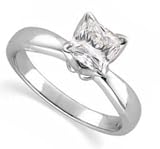 Certified Princess Diamond Engagement Solitaire ( 1.01 ct I SI2) 14k White Gold