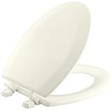 KOHLER K-4712-T-96 Triko Elongated Molded-Wood Toilet Seat with Color-Matched Hinges, Biscuit