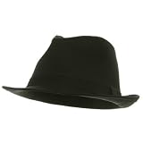 Cotton Solid Fedora Hat-Black
