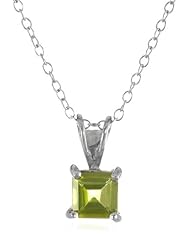 Sterling Silver 6mm Square-Cut Pendant Necklace, 18"