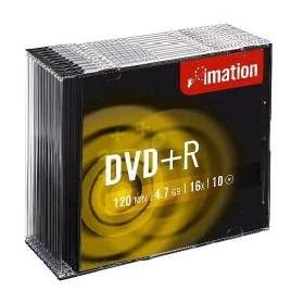 Imation 21747 DVD+R 16x 10pk Slim Jewel Case