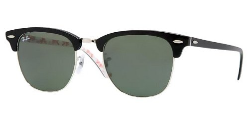 Ray Ban Men's Rb3016 Clubmaster Silver / Black / Mania Series Frame/Grey/Green Lens Metal/Plastic Sunglasses, 49mm