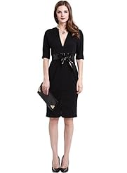 Sexy V-neck Belted Cotton/Polyester/Spandex Evening Dress/Prom Dress/Party Dress 