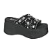 Demonia Shoes Women's MOLLY-06, 3 1/2" Ruffled 3 Strap Skull & Bones Black Pu Sandal