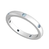 14k White Gold Bezel set Aquamarine Semi Eternity Band Ring