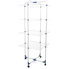 WENKO 3773060100 W�schetrockner-Turm - 35 m Trockenl�nge, zusammenklappbar, 4 Ebenen, Stahl beschichtet, 70 x 170 x 70 cm, wei�