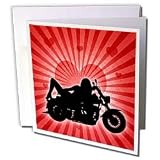 Doreen Erhardt Love and Romance - Motorcycle Love with the Silhouette of Woman on the Bike and a Heart Background - Greeting Cards-6 Greeting Cards with envelopes