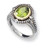 Sterling Silver With 14k Diamond and Peridot Ring Size 6 31NdX77Wm L. SL160 Sterling Silver With 14k Diamond and Peridot Ring Size 6