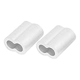 uxcell　ワイヤー　スリーブ　ロープ　アルミ　シルバートーン　12個入り　ケーブルスリーブ