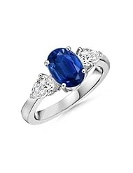 Oval Sapphire Pear Diamond Three Stone Ring - Made In USA