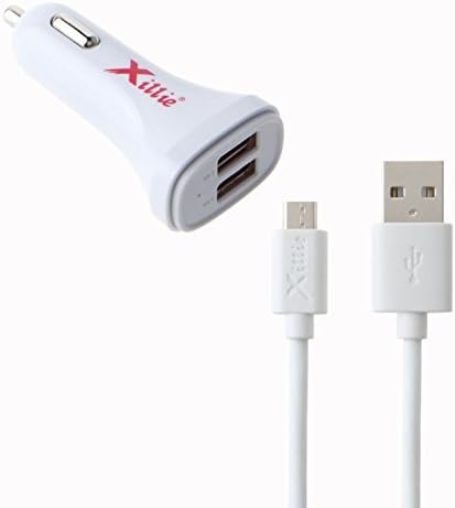 Xillie CE FCC Verified 5V 4.8A/24w 2 Ports USB Car Charger , Pack Charger With 1.2M Micro USB Cable ,Compatible to iPhone 6S/6,iPad Air/Galaxy S6 / S6 Edge and More, White