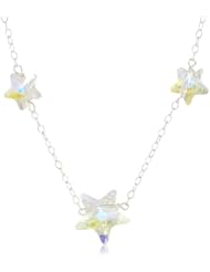 Sterling Silver with Swarovski Elements Crystal Aurora Borealis Star Bead Stations Chain Necklace, 18"