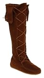 Minnetonka Fringe Lace Up Knee Boot