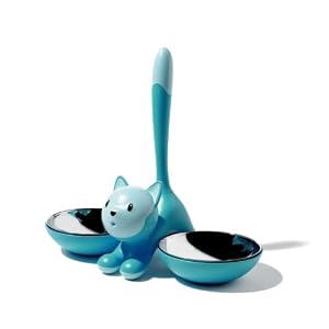 A di Alessi Tigrito Cat Bowl, Light Blue by 