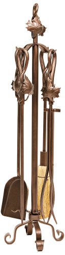 Maple Leaf Bronze 4-Piece Wrought Iron Fireplace 