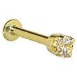 16 Gauge 5/16" -Solid 14KT Yellow Gold 3mm Champagne Cubic Zirconia Tragus Earring Stud
