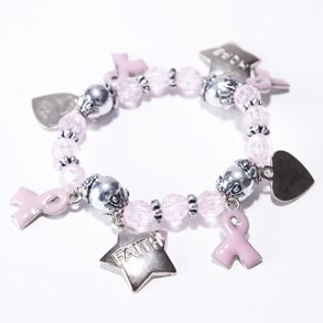 Click here to buy Breast Cancer Charm Bracelet by Century Novelty.