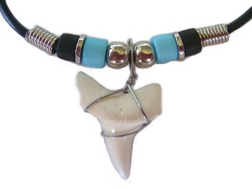 Hawaiian Blue Bead Shark Tooth Necklace