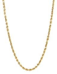 14K 18" Yellow Gold 4.0mm Polish Solid Diamond Cut Royal Rope Chain With Pear Shape Clasp