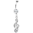 Crystalline Gem Music Note Belly Ring