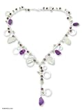 Amethyst and peridot necklace, 'Forest in Fog' 0.8 W 17.7 L