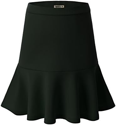 Doublju Women Soft Fabric Lightweight Mini Skirt DEEPGREEN,M