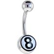 White and Black Eight Ball Logo Belly Button Ring