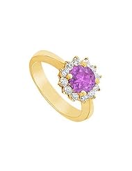 Amethyst and Diamond Ring 14K Yellow Gold - 1.50 CT TGW