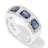 14K White or Yellow Gold Emerald, Ruby or Sapphire & Diamond Ring