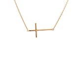 apop nyc 14k Rose Gold Vermeil Horizontal Cross Necklace 16