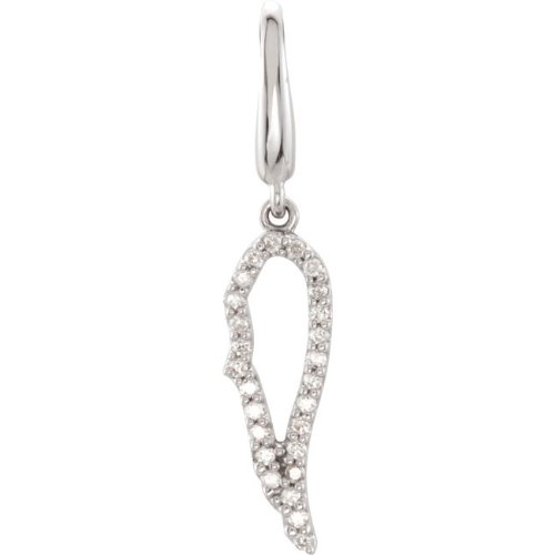 R45303 14K White 1/8 Ct Tw Diamond Angel Wing Charm