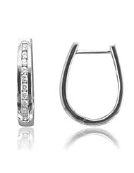 10k White Gold Huggies Hoop Diamond Earrings (GH, I1-I2, 0.26 carat)
