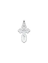 32.00 X 21.00 mm Die Struck Orthodox Cross in 14K White Gold