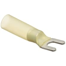 Morris Products 12264 Spade Terminal, Heat Shrinkable, Yellow, 12-10 Wire Size, #8 Stud Size  (Pack of 100)
