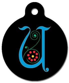 Monogram Letter U Pet ID Tag for Dogs and Cats