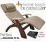 The Human Touch Power Electric Perfect Chair Recliner - PC95 / PC-095 Dark Walnut Recline Wood Base Bone MicroSuede Pads - Interactive Health Zero Anti Gravity Chair