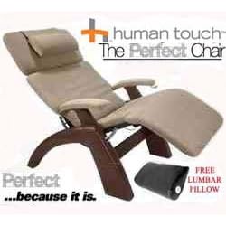The Human Touch Power Electric Perfect Chair Recliner - PC95 PC-095 Dark Walnut Recline... by The Human Touch Power Electric Perfect Chair Recliner - PC95 / PC-095 Dark Walnut Recline Wood Base Bone MicroSuede Pads - Interactive Health Zero Anti Gravity Chair