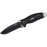 Camillus Cuda Sarkis Carbonitride Titanium Folding Knife with TPR Rubber Handle, Black, 9-Inch