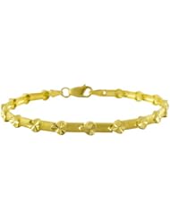14 Karat Gold Yellow Gold Alternating Bars And Hearts Bracelet 7 inch